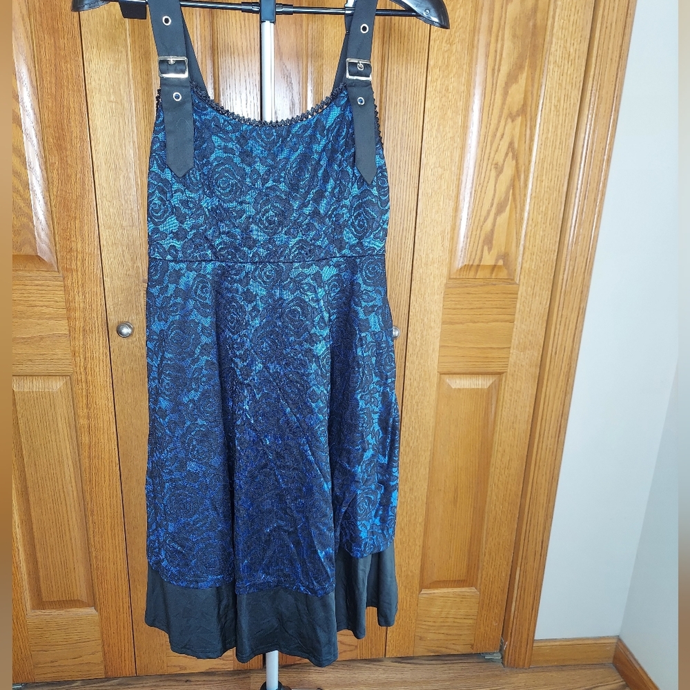 Midi Dress in Blue and Black